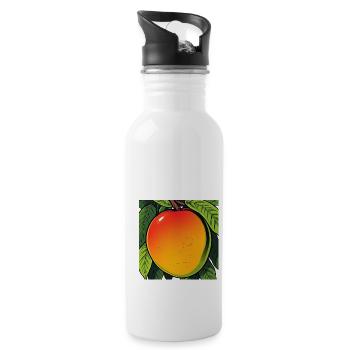 Mango auf einem Baum - Trinkflasche mit integriertem Trinkhalm - Weiß - Rechts