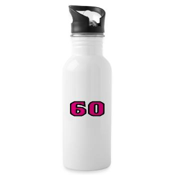 60. 60 ANS. 60e ANNIVERSAIRE. ANNIVERSAIRE 60 ANS. - Gourde avec paille intégrée - blanc - Droite