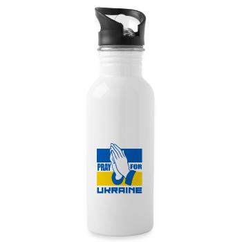 PRAY FOR UKRAINE - Water bottle with straw - white - Right