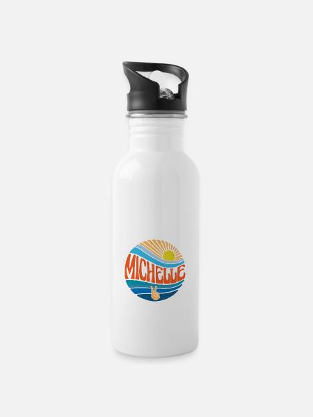 Michelle Hemd Vintage Sunset Michelle Groovy Krawatte - Trinkflasche mit integriertem Trinkhalm - Weiß