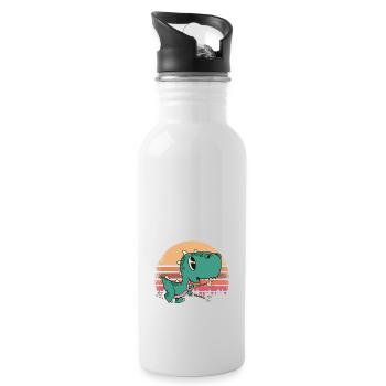 Now I'm Unstoppable - Funny T-Rex Dinosaur - Water bottle with straw - white - Right