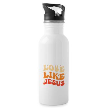 L’amour comme Jésus religieux et inspirant - Gourde avec paille intégrée - blanc - Droite