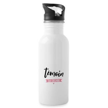 Zeuge, wer rockt - Trinkflasche mit integriertem Trinkhalm - Weiß - Rechts