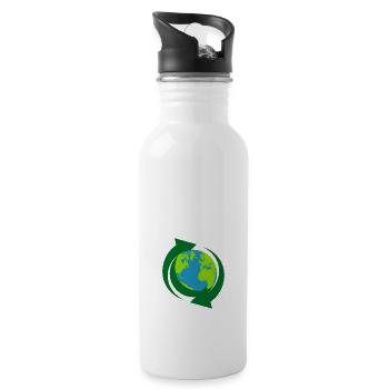 Recycling - Trinkflasche mit integriertem Trinkhalm - Weiß - Rechts