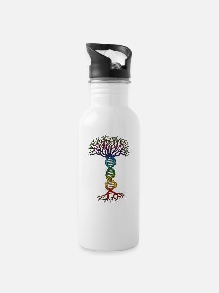Chakra DNA Baum des Lebens. - Trinkflasche mit integriertem Trinkhalm - Weiß