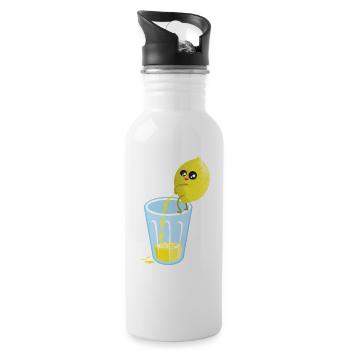 Zitrone pinkelt Limonade - Trinkflasche mit integriertem Trinkhalm - Weiß - Rechts
