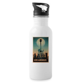 Poster poster design guitar and Los Angeles - Water bottle with straw - white - Right