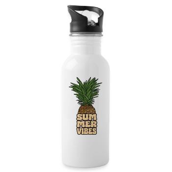 Ananas - Summervibes - Trinkflasche mit integriertem Trinkhalm - Weiß - Rechts
