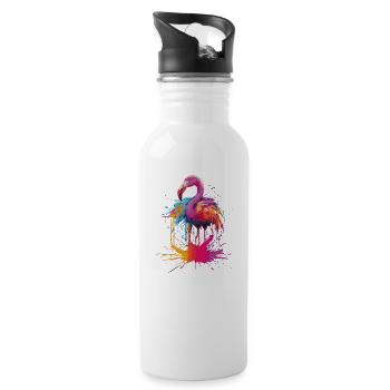 Flamingo - Trinkflasche mit integriertem Trinkhalm - Weiß - Rechts