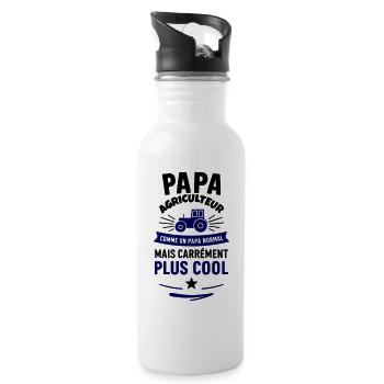 Papa agriculteur – plus cool qu’un papa normal - Gourde avec paille intégrée - blanc - Droite