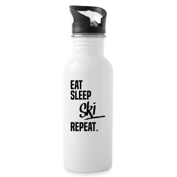 EAT SLEEP SKI - Water bottle with straw - white - Right
