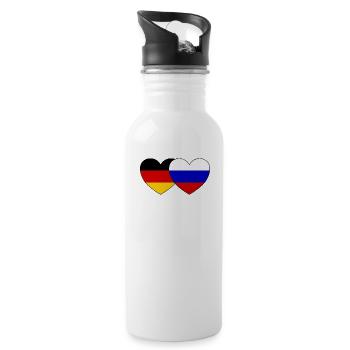 Deutschland Russland Flagge Herz - Trinkflasche mit integriertem Trinkhalm - Weiß - Rechts