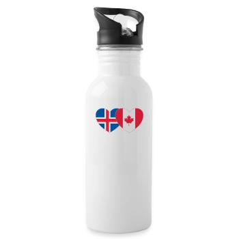 Iceland Canada Flag Heart - Water bottle with straw - white - Right