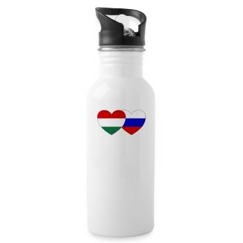 Hongrie Russie Drapeau Cœur - Gourde avec paille intégrée - blanc - Droite