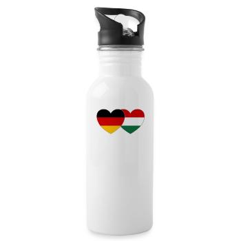 Allemagne Hongrie Drapeau Cœur - Gourde avec paille intégrée - blanc - Droite