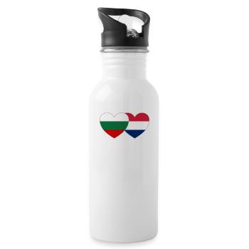 Bulgarien Holland Flagge Herz - Trinkflasche mit integriertem Trinkhalm - Weiß - Rechts