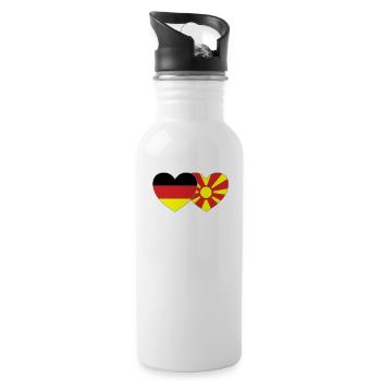 Deutschland Mazedonien Flagge Herz - Trinkflasche mit integriertem Trinkhalm - Weiß - Rechts