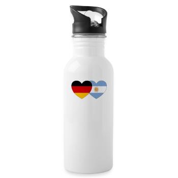 Deutschland Argentinien Flagge Herz - Trinkflasche mit integriertem Trinkhalm - Weiß - Rechts