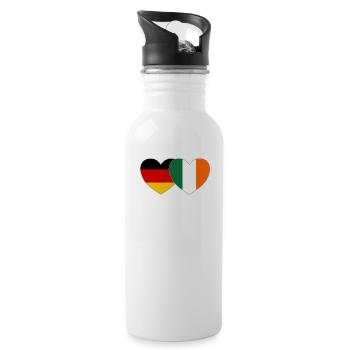 Germany Ireland Flag Heart - Water bottle with straw - white - Right
