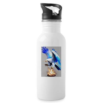 White Animals Adler - Trinkflasche mit integriertem Trinkhalm - Weiß - Rechts