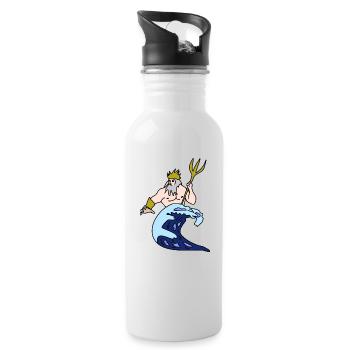 Sternzeichen Wassermann - Trinkflasche mit integriertem Trinkhalm - Weiß - Rechts