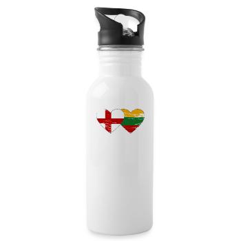 England Litauen Flagge Herzform used - Trinkflasche mit integriertem Trinkhalm - Weiß - Rechts