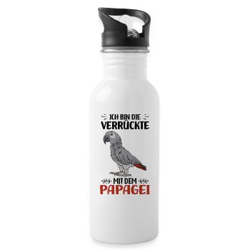 Papagei - Trinkflasche mit integriertem Trinkhalm - Weiß - Rechts
