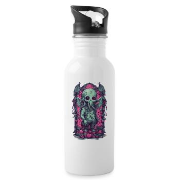 Kawaii Cthulhu Goth Monster Halloween Design - Trinkflasche mit integriertem Trinkhalm - Weiß - Rechts