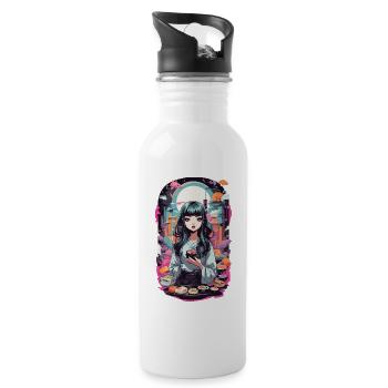 Anime e-Girl Sushi Goth Pastel Streetwear - Gourde avec paille intégrée - blanc - Droite