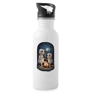 Kinder Halloween Mumien Lagerfeuer Party Design - Trinkflasche mit integriertem Trinkhalm - Weiß - Rechts