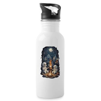 Halloween Mumie Camping Lagerfeuer Cartoon - Trinkflasche mit integriertem Trinkhalm - Weiß - Rechts