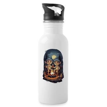 Halloween Camping Vampire Kinder Cartoon - Trinkflasche mit integriertem Trinkhalm - Weiß - Rechts