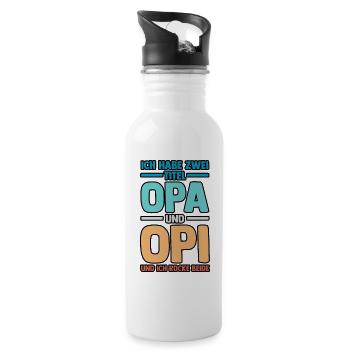 Ich Habe Zwei Titel Opa Und Mama - Trinkflasche mit integriertem Trinkhalm - Weiß - Rechts