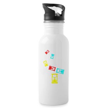 Hourglass icon - Water bottle with straw - white - Right