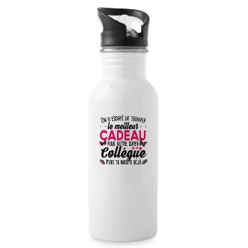Collègue Retraite Femme T-shirt Mug Cadeau - Gourde avec paille intégrée - blanc - Droite