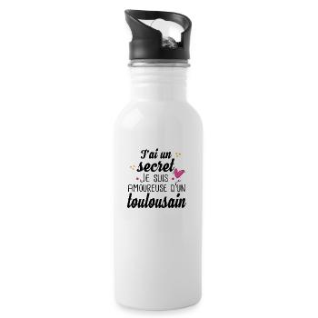 Toulouse Toulousain Femme Amoureuse Cadeau Humour - Gourde avec paille intégrée - blanc - Droite