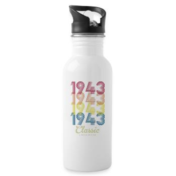 1943 Birthday born in 1943 Retro Vintage - Water bottle with straw - white - Right