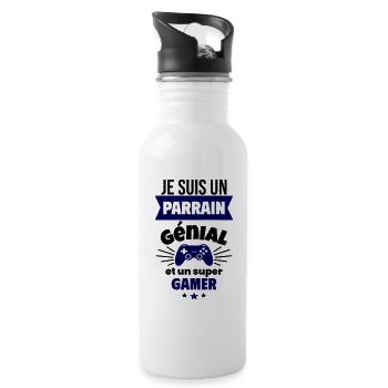 Parrain génial et super gamer Geek Gaming Gamer - Gourde avec paille intégrée - blanc - Droite