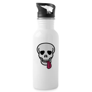 tongue skull - Trinkflasche mit integriertem Trinkhalm - Weiß - Rechts
