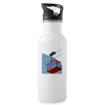 cable car red winter - Water bottle with straw - white - Right