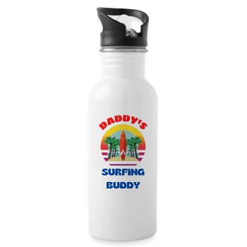 Papas zukünftiger Surf-Buddy - Trinkflasche mit integriertem Trinkhalm - Weiß - Rechts