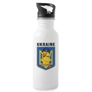 ukraine slava ukraini zelenskyi ukrainian fight - Water bottle with straw - white - Right