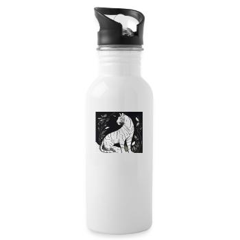 weißer Tiger - Trinkflasche mit integriertem Trinkhalm - Weiß - Rechts