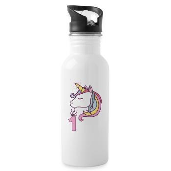 Anniversaire Fille Princesse Licorne 1 an Cadeau - Gourde avec paille intégrée - blanc - Droite
