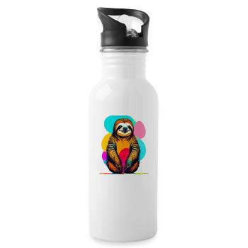 Faultier - Trinkflasche mit integriertem Trinkhalm - Weiß - Rechts