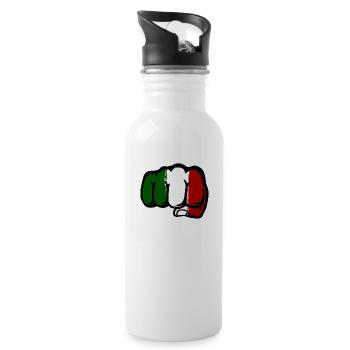 Drapeau de l’Italie main poing - Gourde avec paille intégrée - blanc - Droite