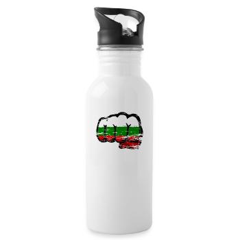 Bulgarien Flagge Hand Faust used - Trinkflasche mit integriertem Trinkhalm - Weiß - Rechts