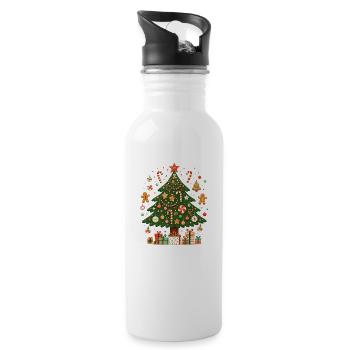 Kreativer Weihnachtsbaum - Trinkflasche mit integriertem Trinkhalm - Weiß - Rechts