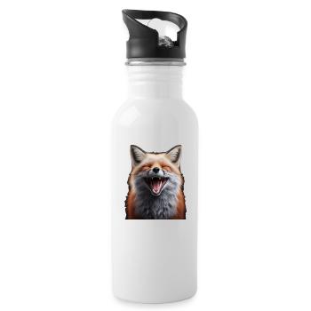 Lachender Fuchs 2 - Trinkflasche mit integriertem Trinkhalm - Weiß - Rechts