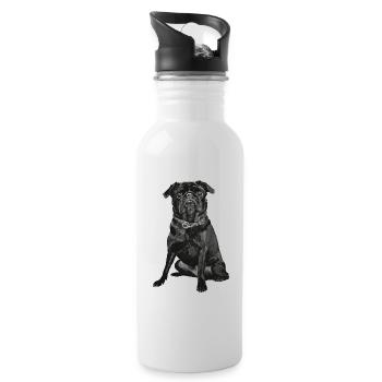 Mops - Trinkflasche mit integriertem Trinkhalm - Weiß - Rechts